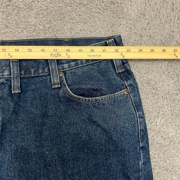 Carhartt Jeans Mens 46x30 Relaxed Fit B460-DVB Blue Denim Work Straight Mid Wash - Picture 9 of 10